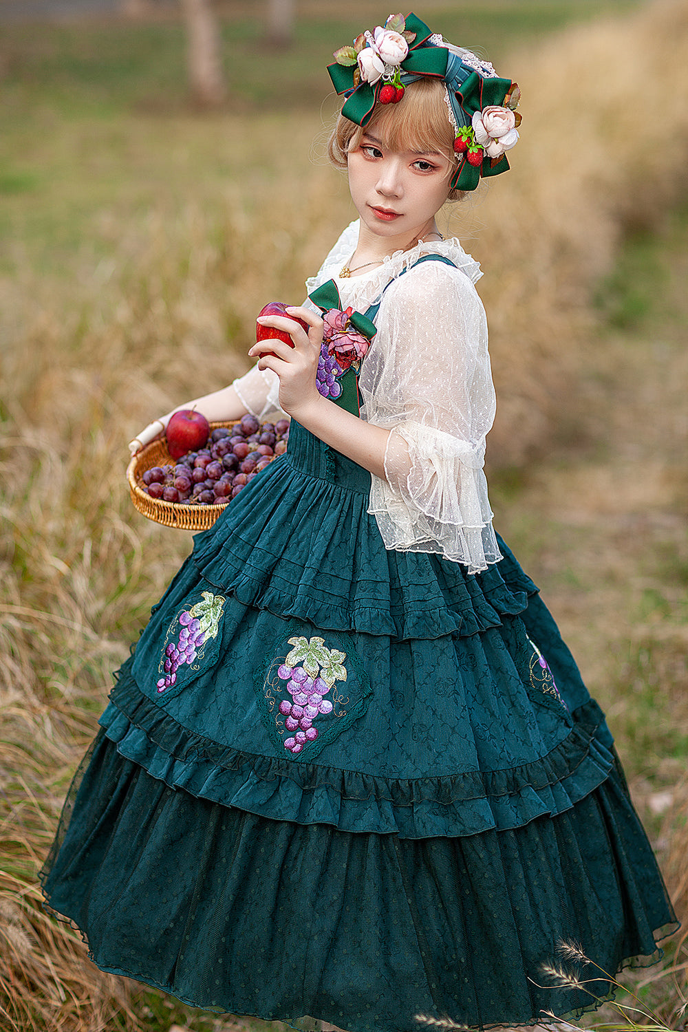 Infanta - Grape Manor - Country Lolita JSK Suit with Grape Embroidery