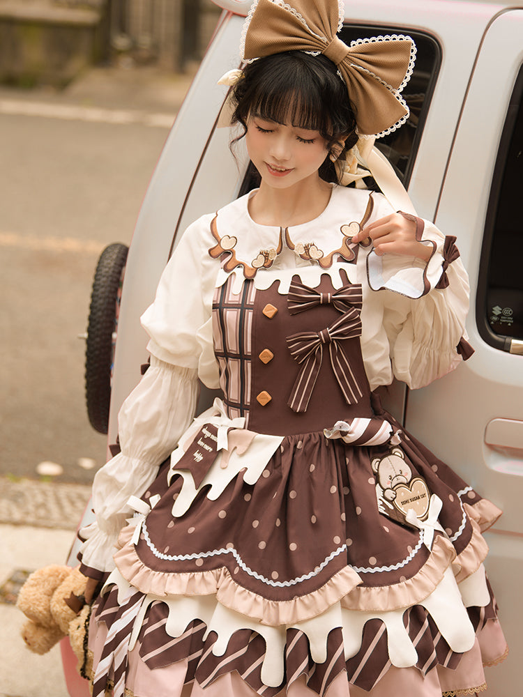 Half Sweet Lolita - Chocolate Milk Pie - Sweet Lolita Jumper Dress Summer Salopette