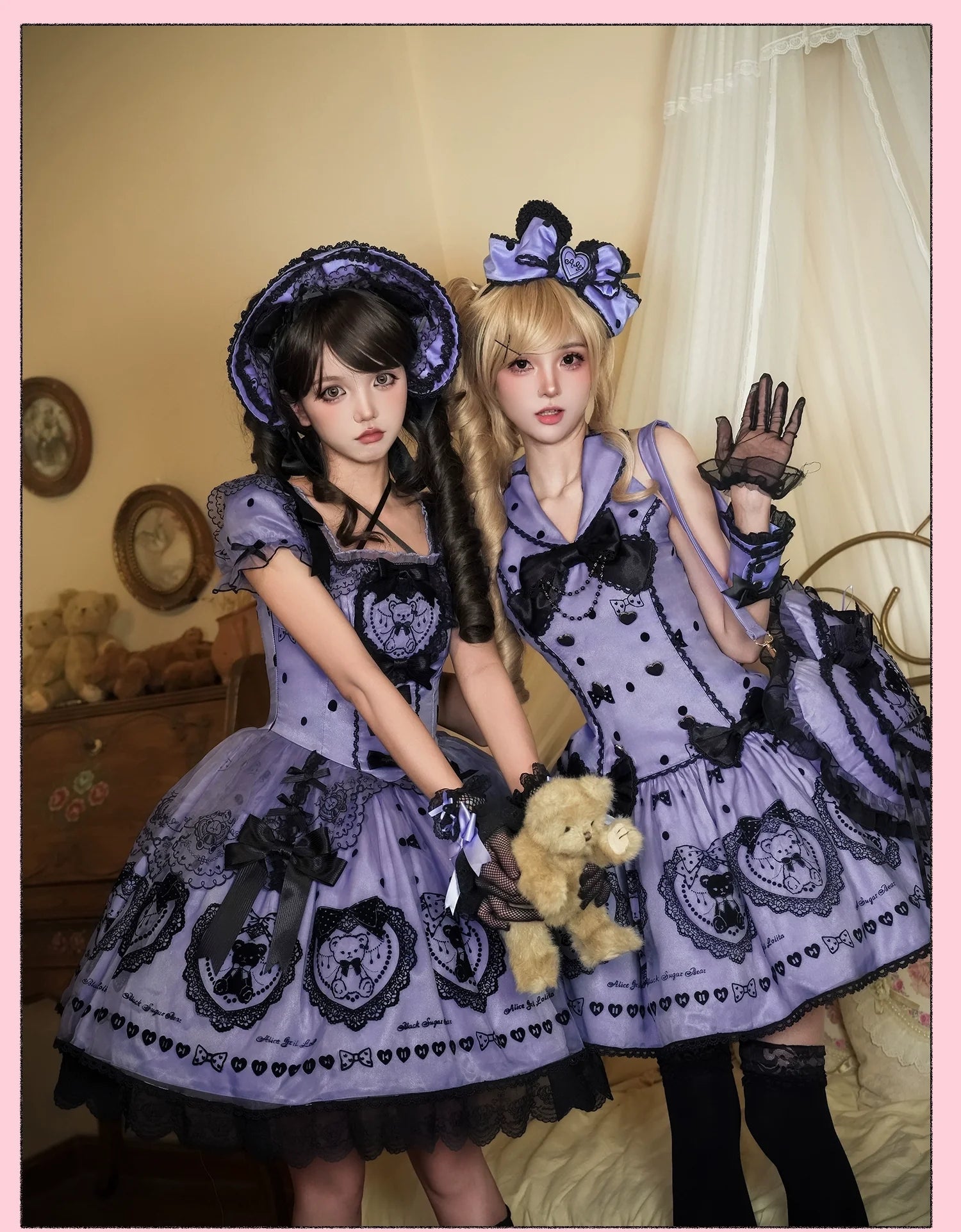 Alice Girl - Brown Sugar Bear - Printed Sweet Lolita Dress, Multiple Styles