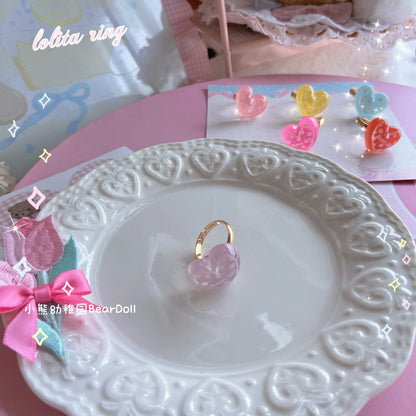 Bear Doll - Kawaii Lolita Ring Adjustable Shell Heart Shape Accessories
