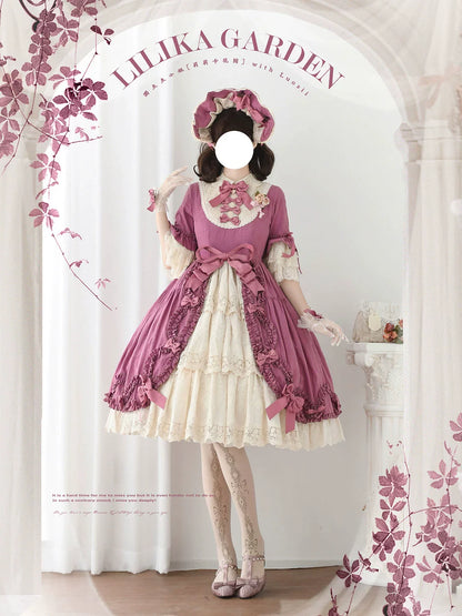 Miss Point - Lilyka Garden - Classic Lolita OP Dress Set Elegant Floral Wall Princess Sleeve
