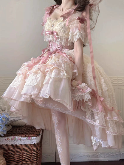 MieYe - Diana Rose - Bridal Lolita Dress Short Wedding OP with Accessories