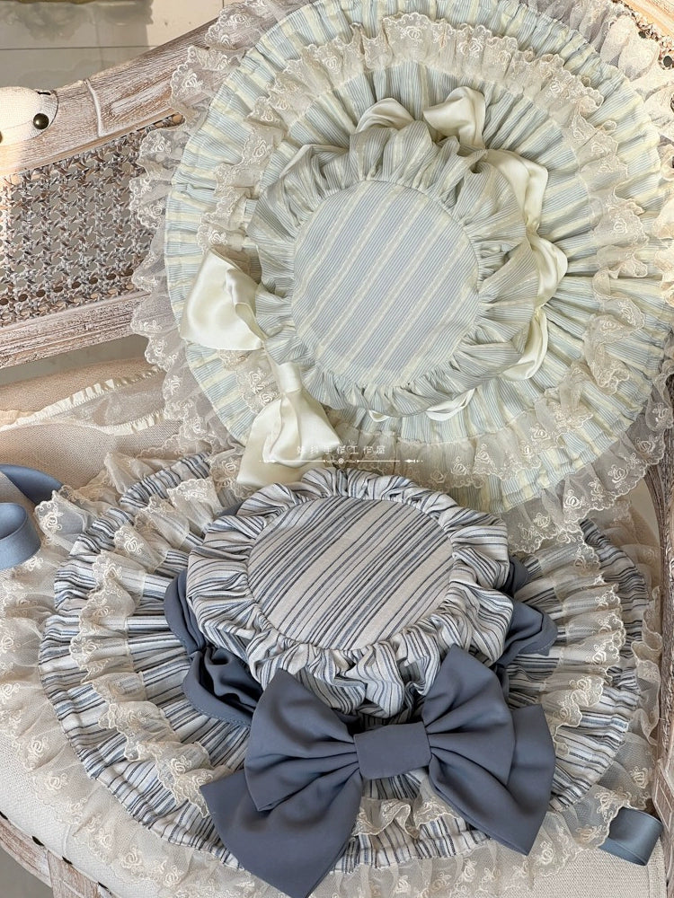 MAID - Vintage Lolita Hat Striped Lace Hat