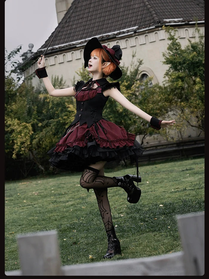 Alice Girl - Lolita Potion - Gothic Lolita Witch Hat and Striped Side Clips
