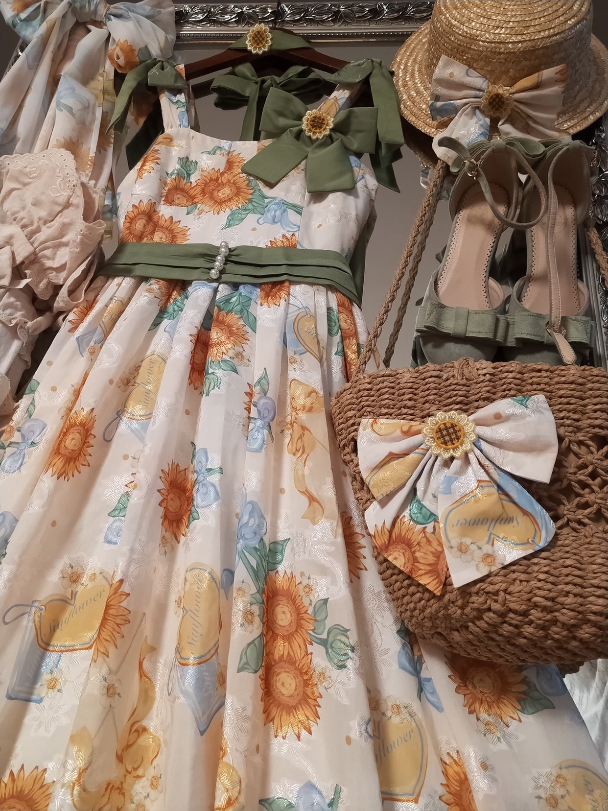 Akiyama Future Studio - Sunflower Print Lolita JSK Dress in Breathable Light Fabric