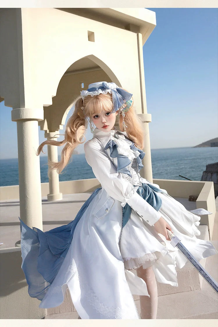 Forest Fluorescent Carps - Crumbling Skeleton - Ouji Lolita Fishbone Embroideried Vest, Prince Pants Suits