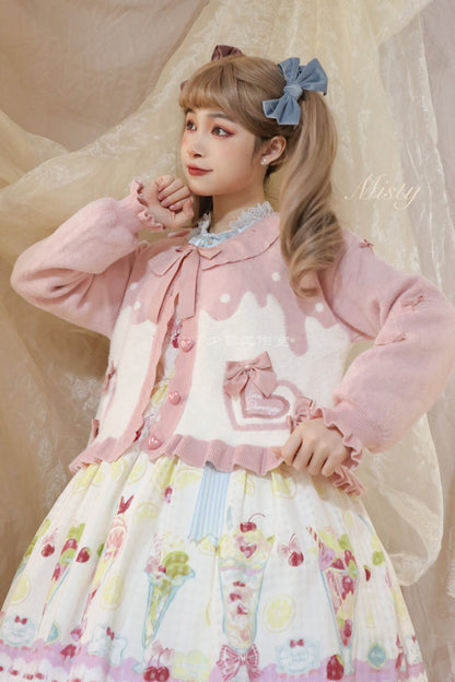 MIST - Beating Heart - Sweet Lolita Thick Sweater Coat Puff Sleeve