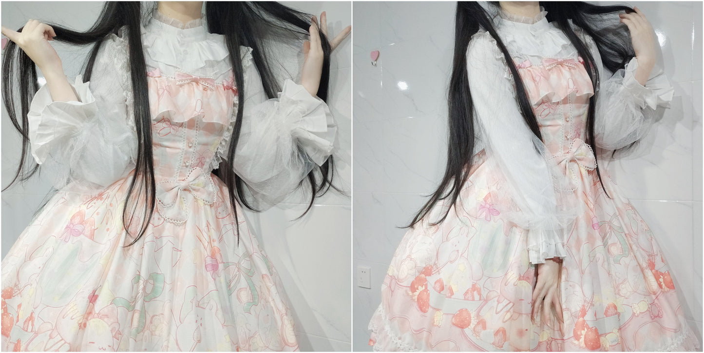 Kencrlo - Dim Moonlight - Classic Lolita Chiffon Yarn Inner Blouse