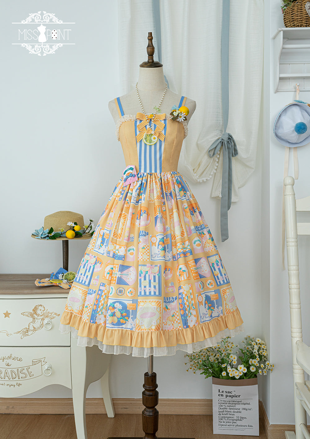 Miss Point - Daisy Lemon - Daily Lolita Lemon Print JSK Customized
