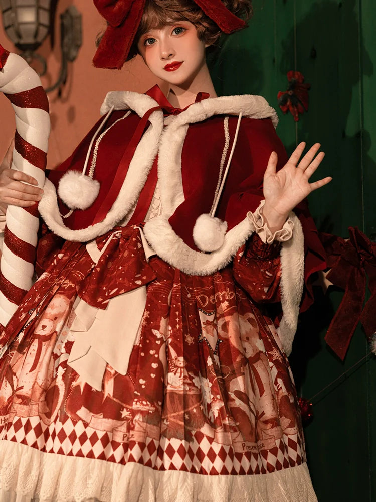 Sweet Date - Christmas Lolita OP Red Lolita Cape