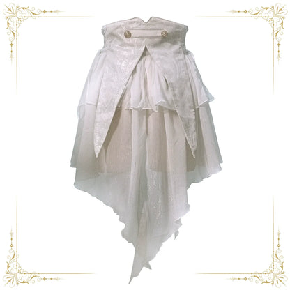 Immortal Thorn - Immortal Glass Castle - Ouji Lolita Girdle Prince Style Long Sheer White Corset