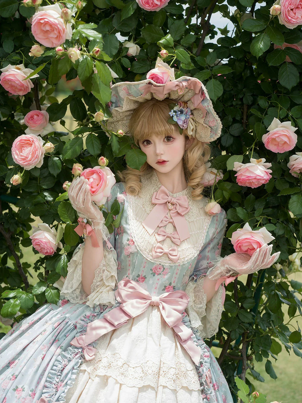 Miss Point - Lilyka Garden - Classic Lolita OP Dress Set Elegant Floral Wall Princess Sleeve