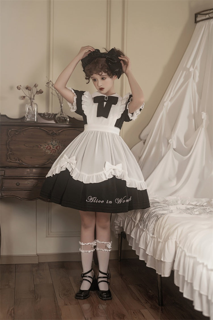 Letters from Unknown Star - Sweet Alice - Short Sleeves Maid Lolita OP