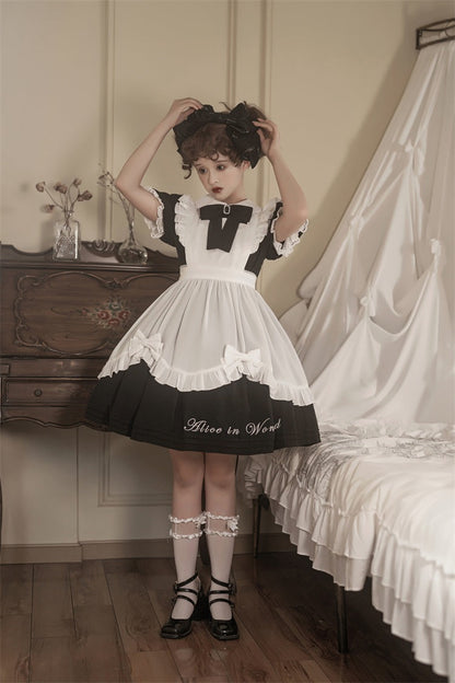 Letters from Unknown Star - Sweet Alice - Short Sleeves Maid Lolita OP