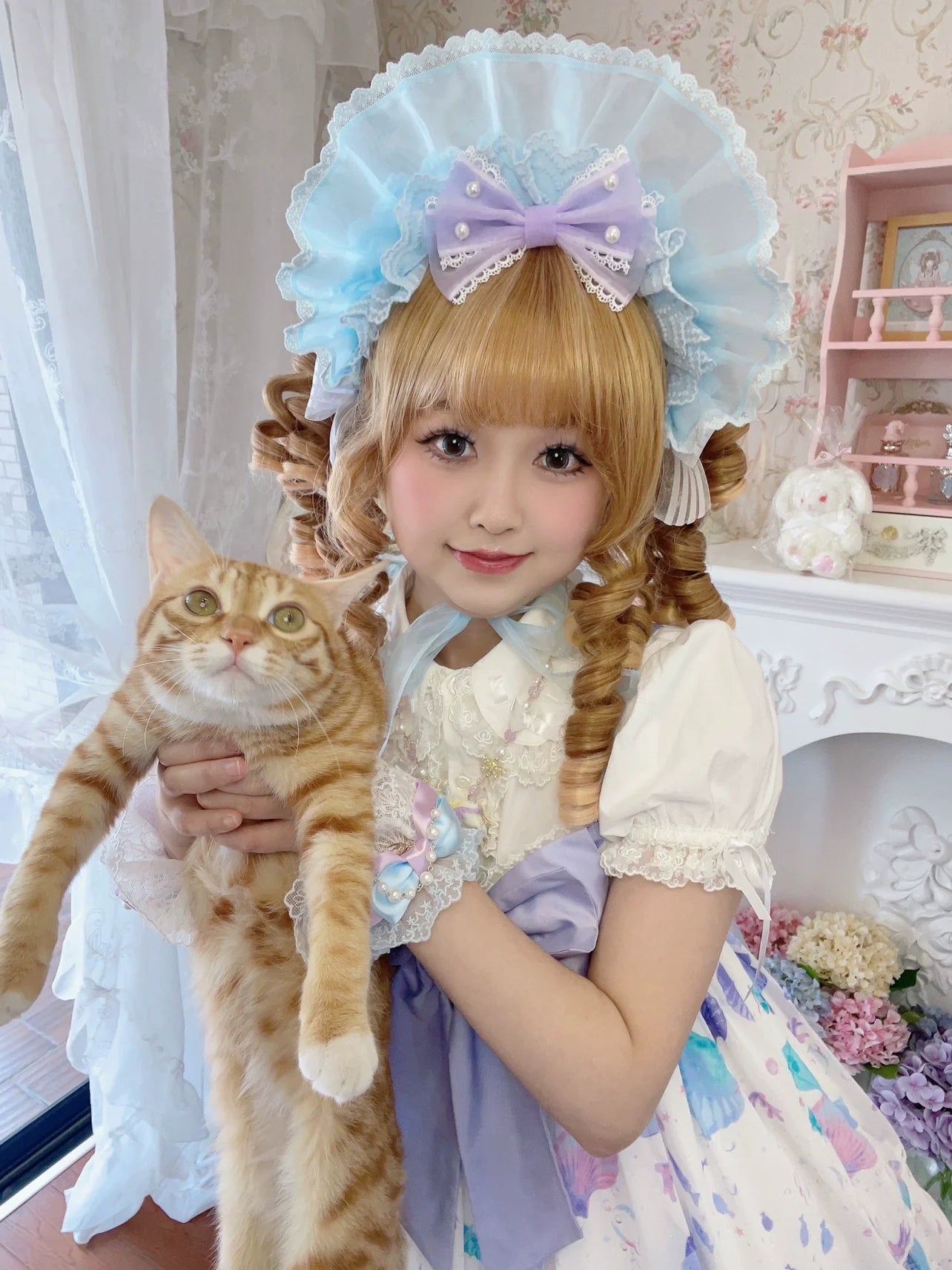 CheeseCat - Sweet Lolita Lace Cuffs Seashell Embroidery Ribbon Bow