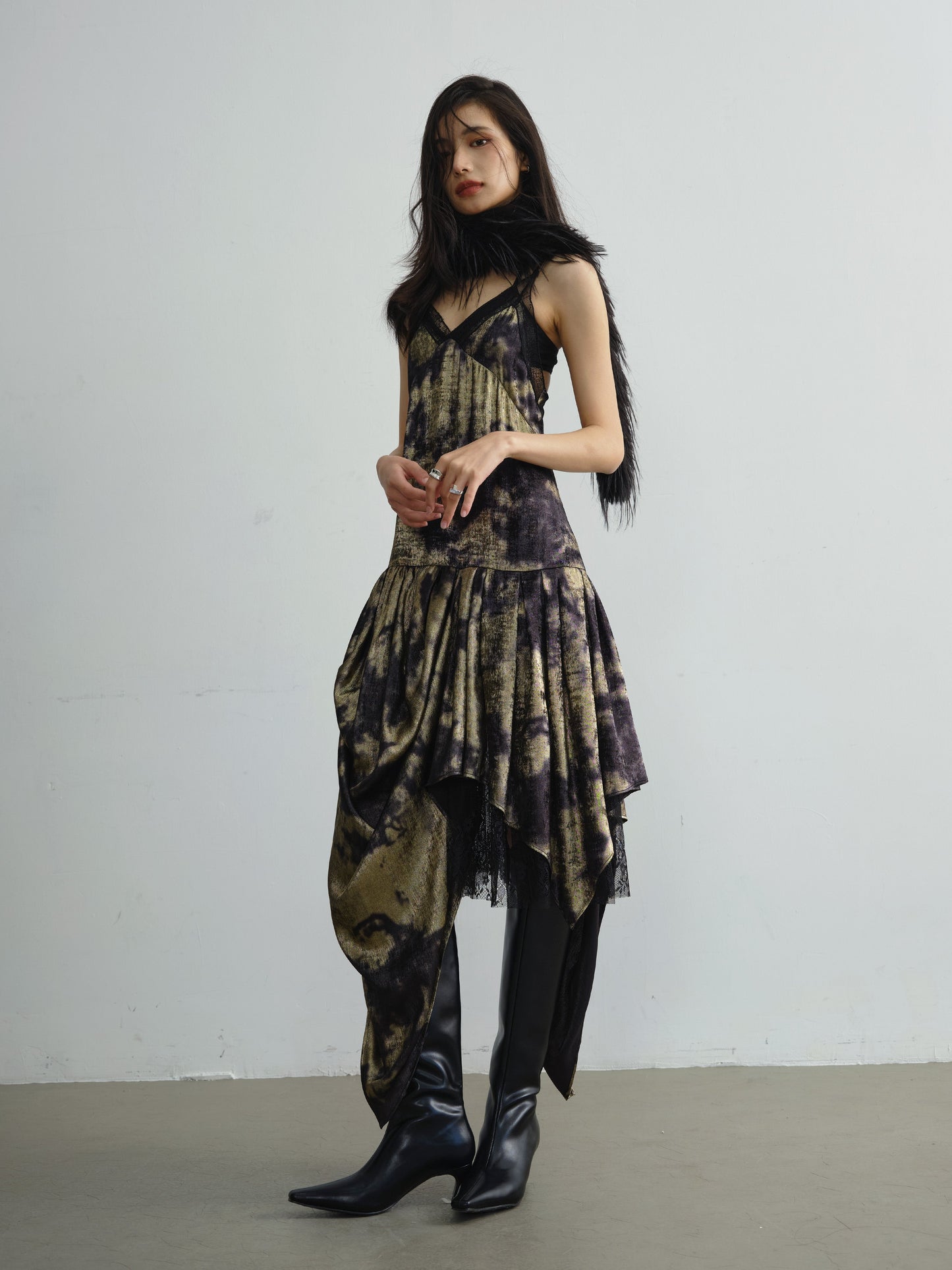 Draped Pleated Gilding Suspender Dress