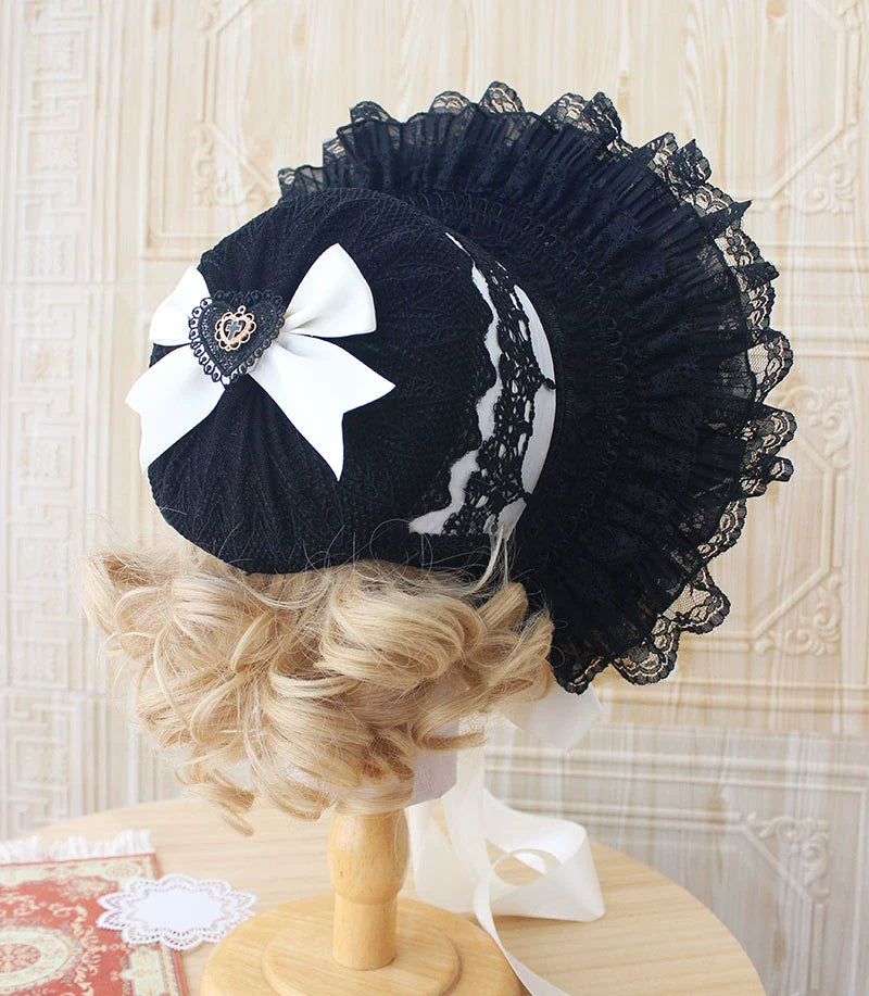 Deer Girl - Gothic Lolita Handmade Bonnet with Bows and Beads