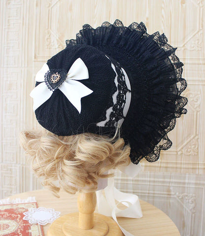 Deer Girl - Gothic Lolita Handmade Bonnet with Bows and Beads