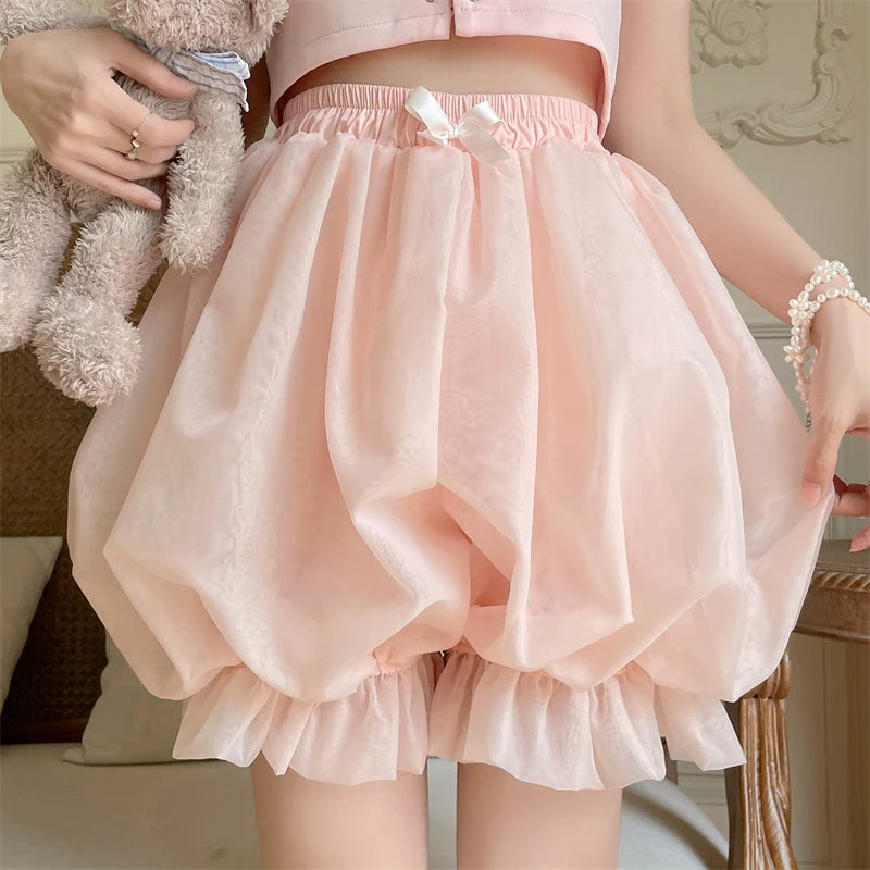 Sugar Girl - Casual Lolita Bloomer Solid Color Organza Shorts Bloomers