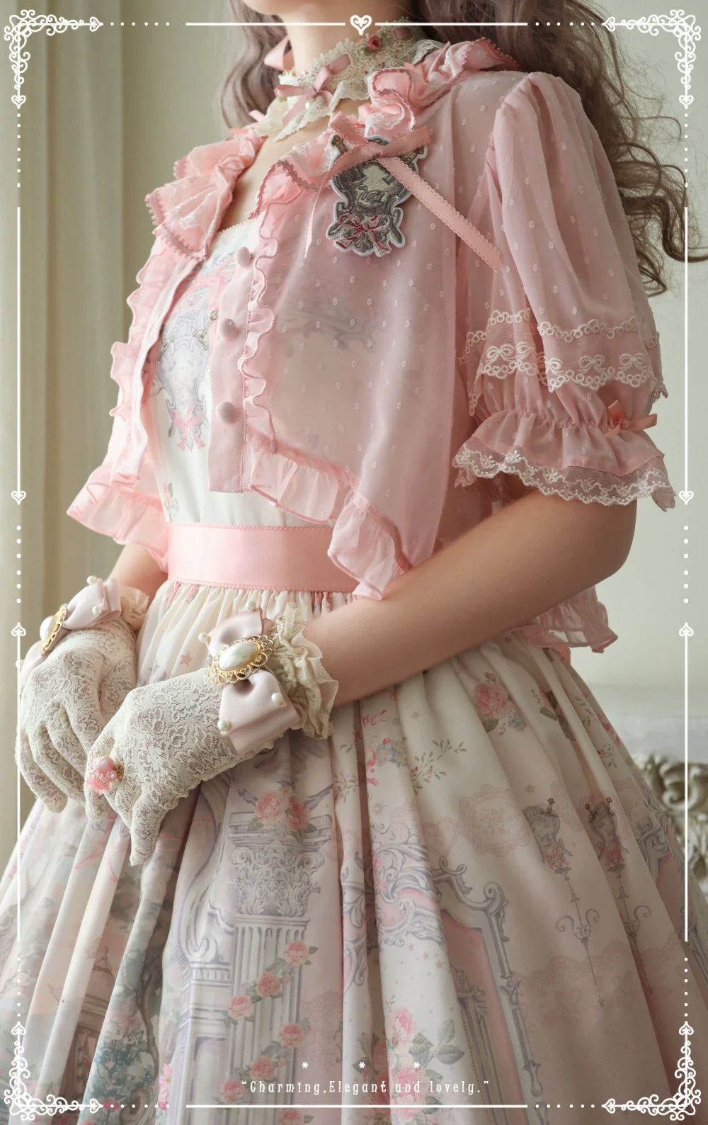 Moon River - Swan Lake Mirror - Pink Sweet Lolita Print JSK Dress