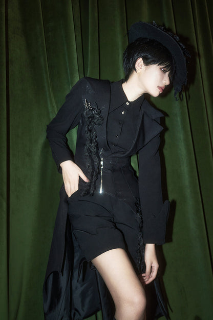 Princess Chronicles - Wind - Ouji Lolita Black Long Vest