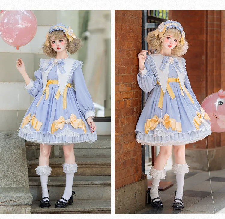 Forest Fluorescent Carps - Sleep Star - Sweet Lolita OP Dress, Long / Short Sleeve