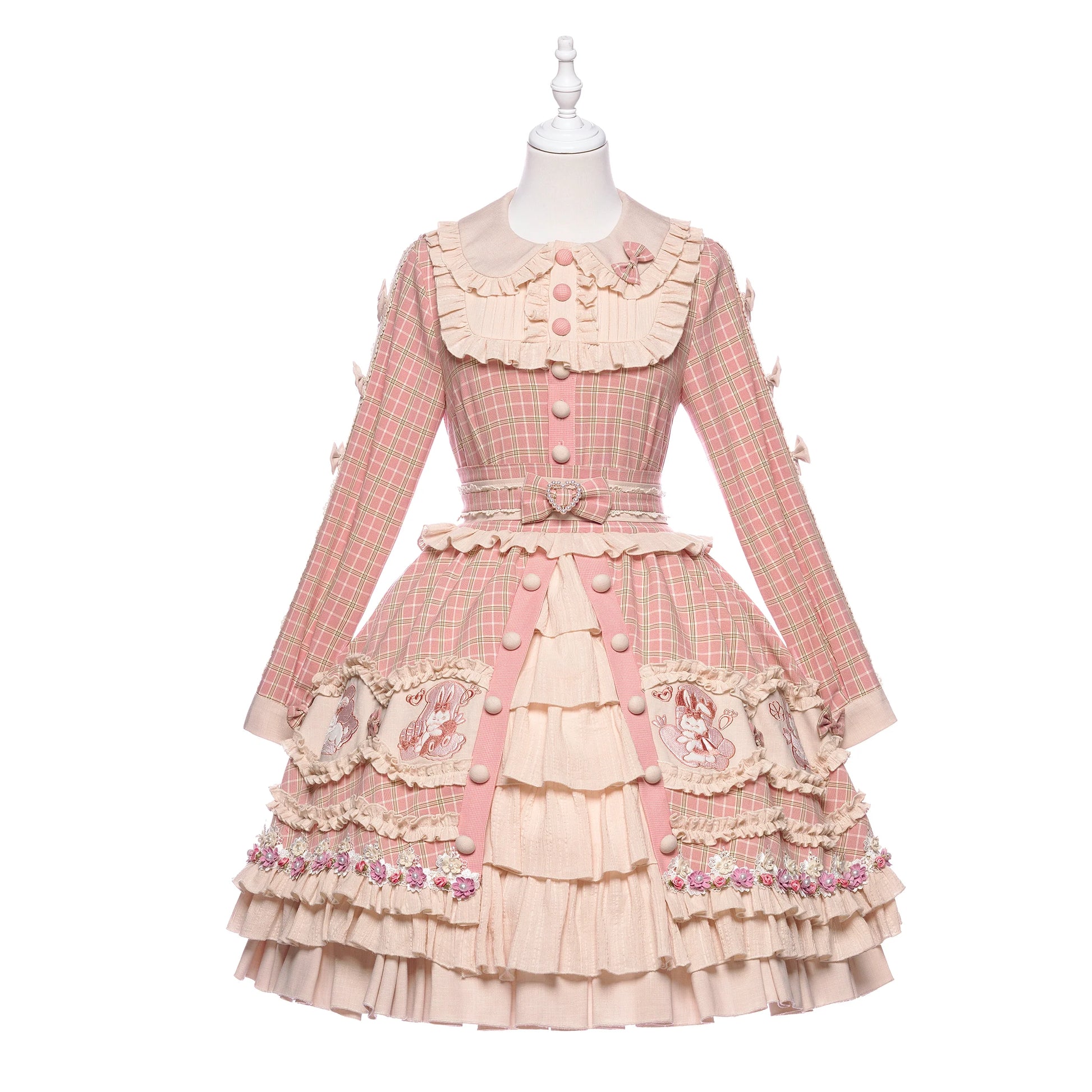 Youpairui - Helford - Sweet Coordinated Lolita Suit Pink Plaid Lolita SK Set