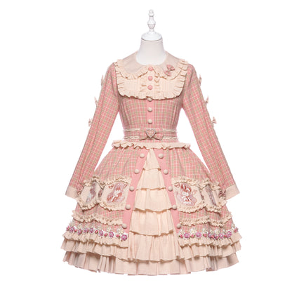 Youpairui - Helford - Sweet Coordinated Lolita Suit Pink Plaid Lolita SK Set