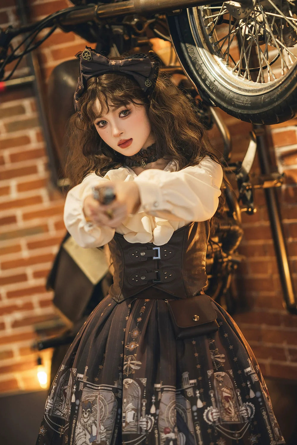 Miss Point - Demon Hunting Notes - Gothic Lolita Cross Print Short Skirt