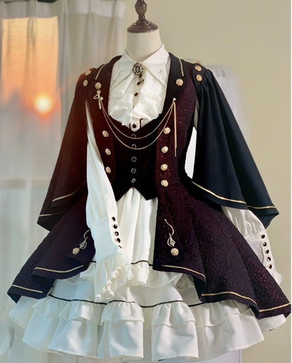 SilentMars - Fallen Moon Rule - Military Lolita Shirt Set Retro Knight Style Blouse