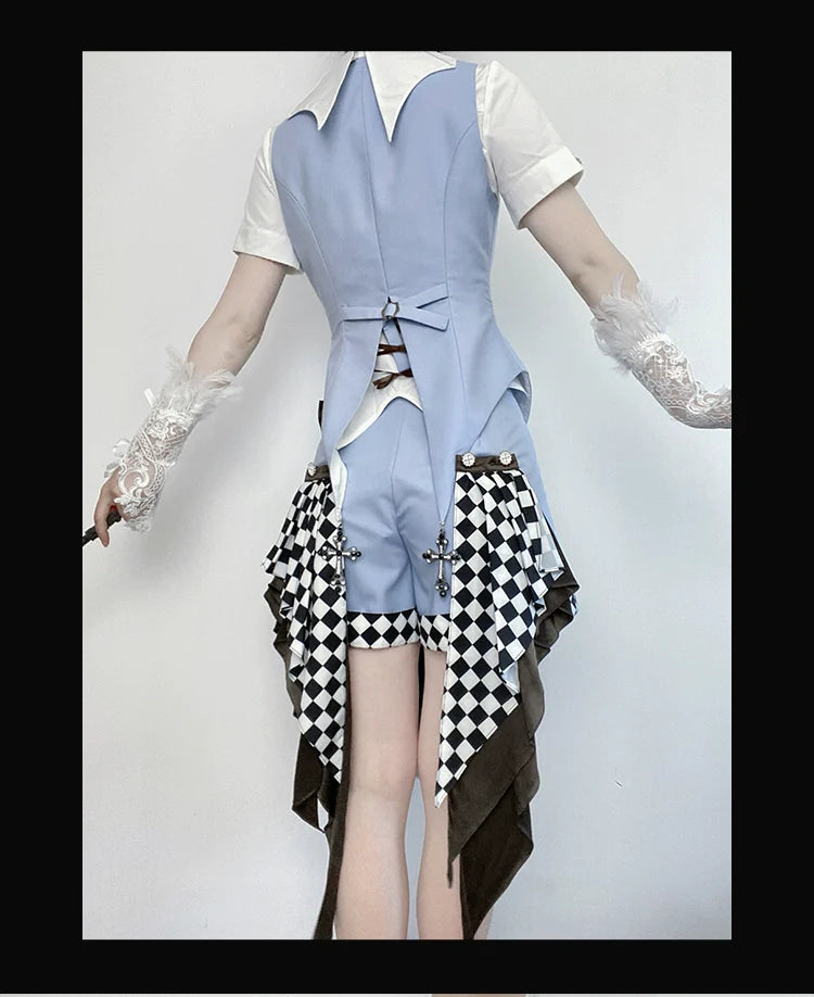 Forest Fluorescent Carps - The Judge's Game - Light Blue Ouji Lolita Shorts, Short Sleeve Shirt