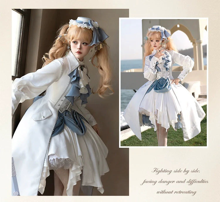 Forest Fluorescent Carps - Crumbling Skeleton - Ouji Lolita Fishbone Embroideried Vest, Prince Pants Suits