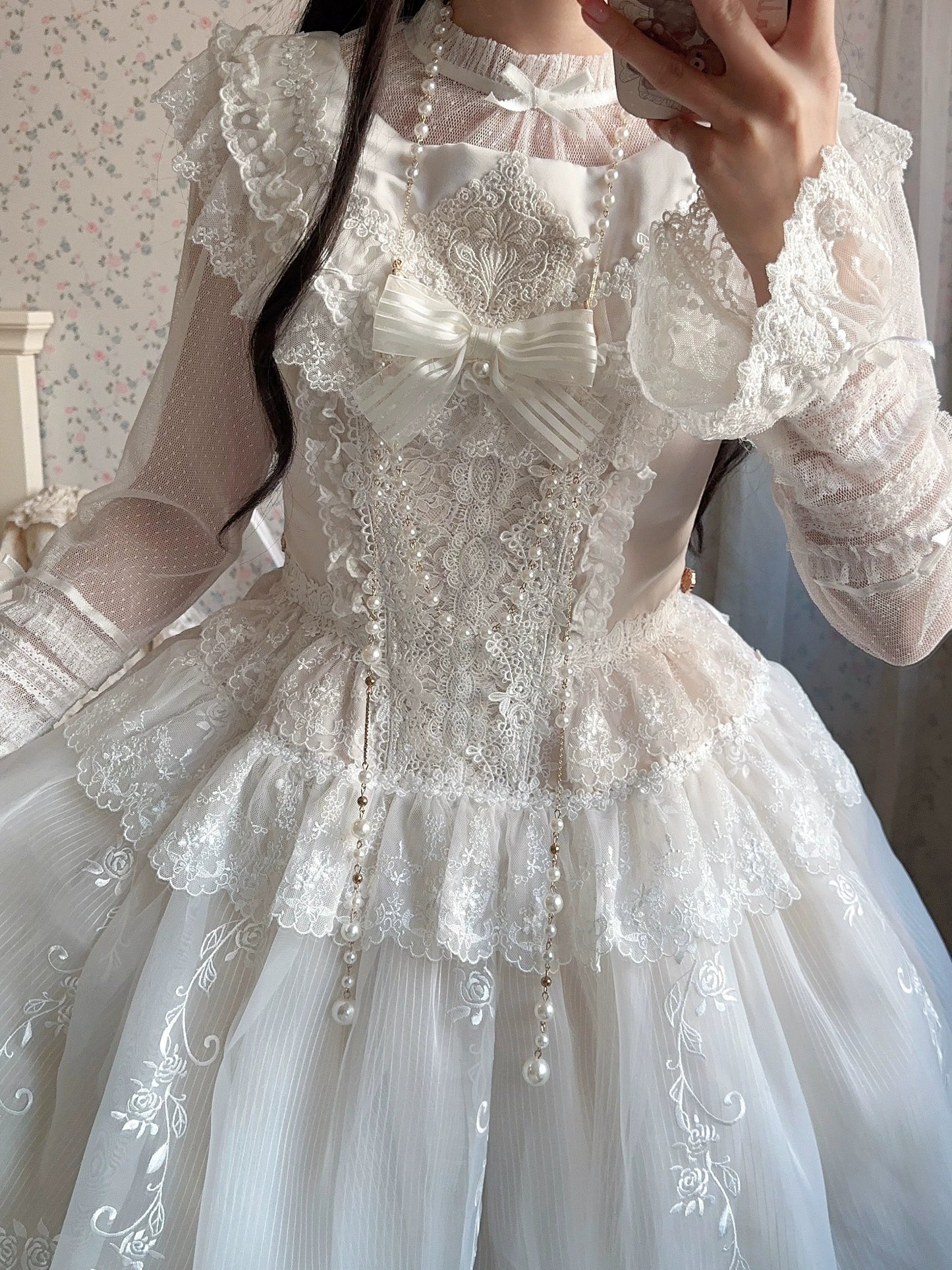 AuroraBorealis - Moonshadow - Gorgeous Wedding Lolita Dress Set Embroidered JSK SK and Bodice
