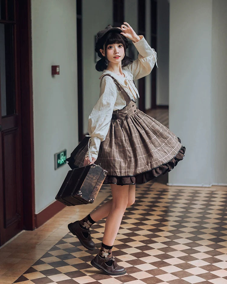 Honey Machine - Vanilla Latte - Retro Lolita Shirt Mutton Sleeve Innerwear