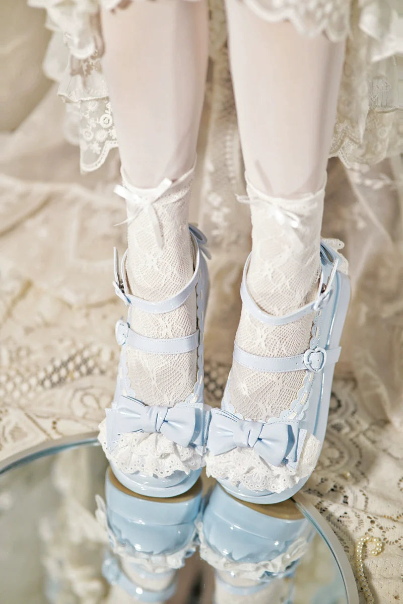 Jiujiu Lolita - Milky Puff - Sweet Lolita Heels Shoes, Round Toe With Petite Wedge
