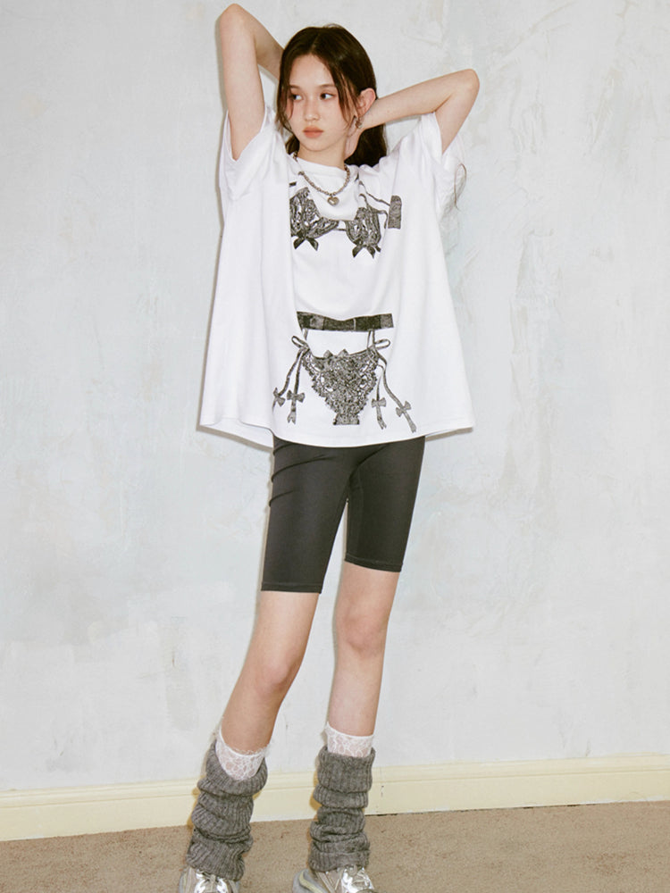 Printed round neck loose T-shirt【s0000007605】