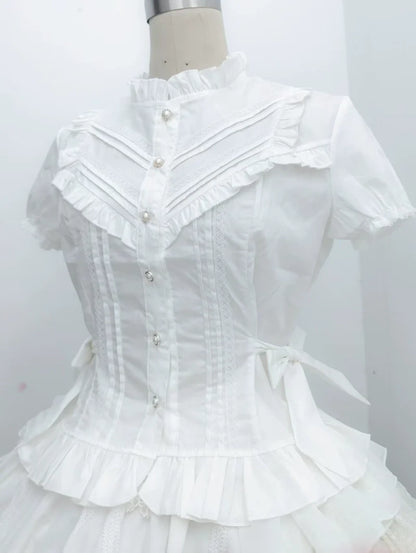 Sweet Angel - Elegant Lolita Short Sleeve Shirt, Waist Defining