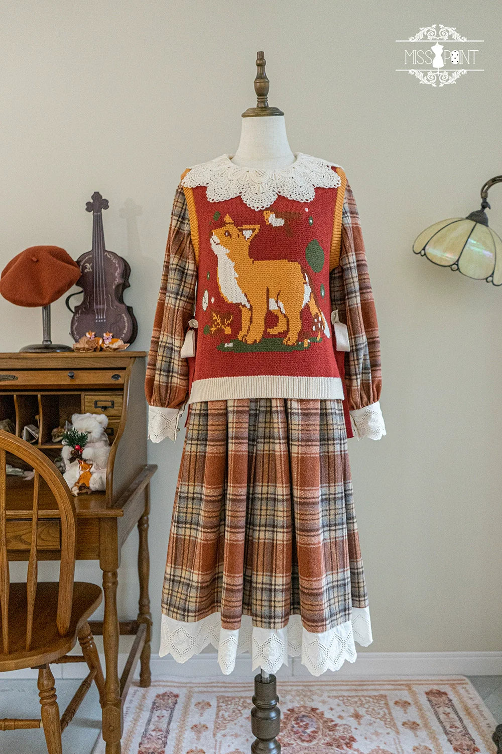 Miss Point - Chubby Fox in the Forest - Kawaii Lolita Vest Customized Lolita Sweater