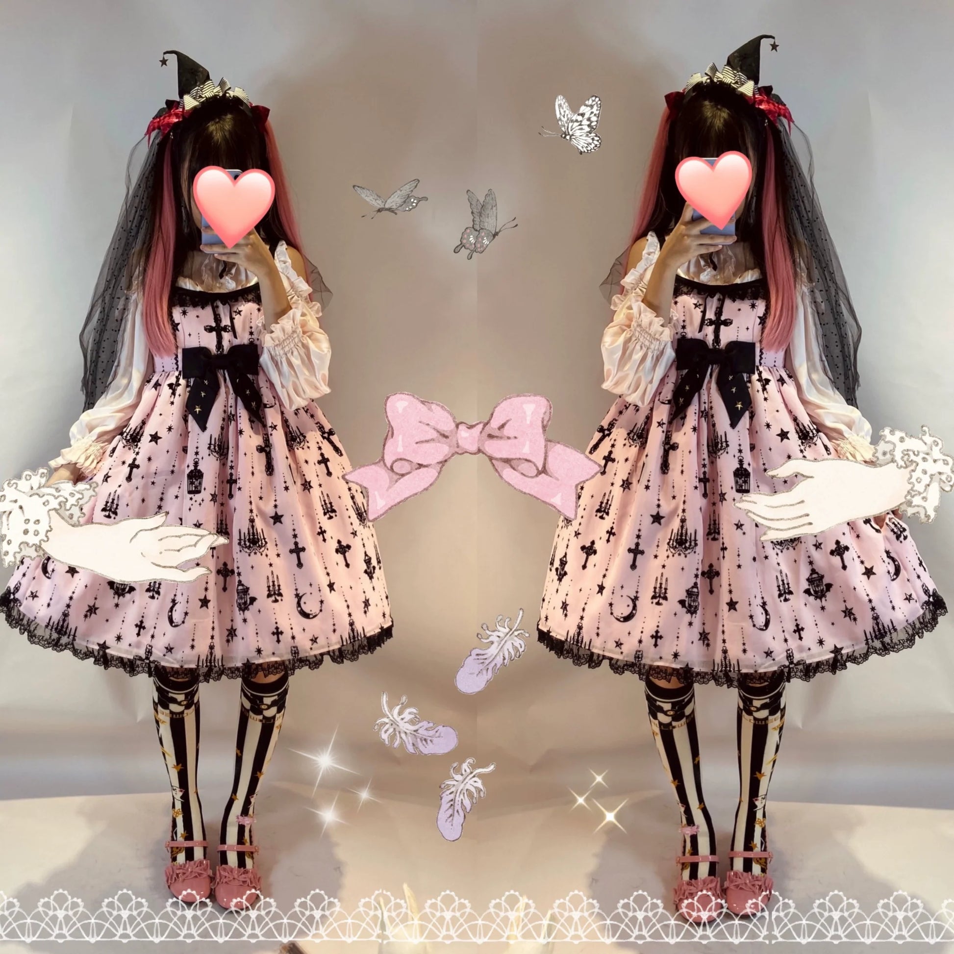 Yukines Box - Gothic Lolita Halloween Pumpkin Bat Socks