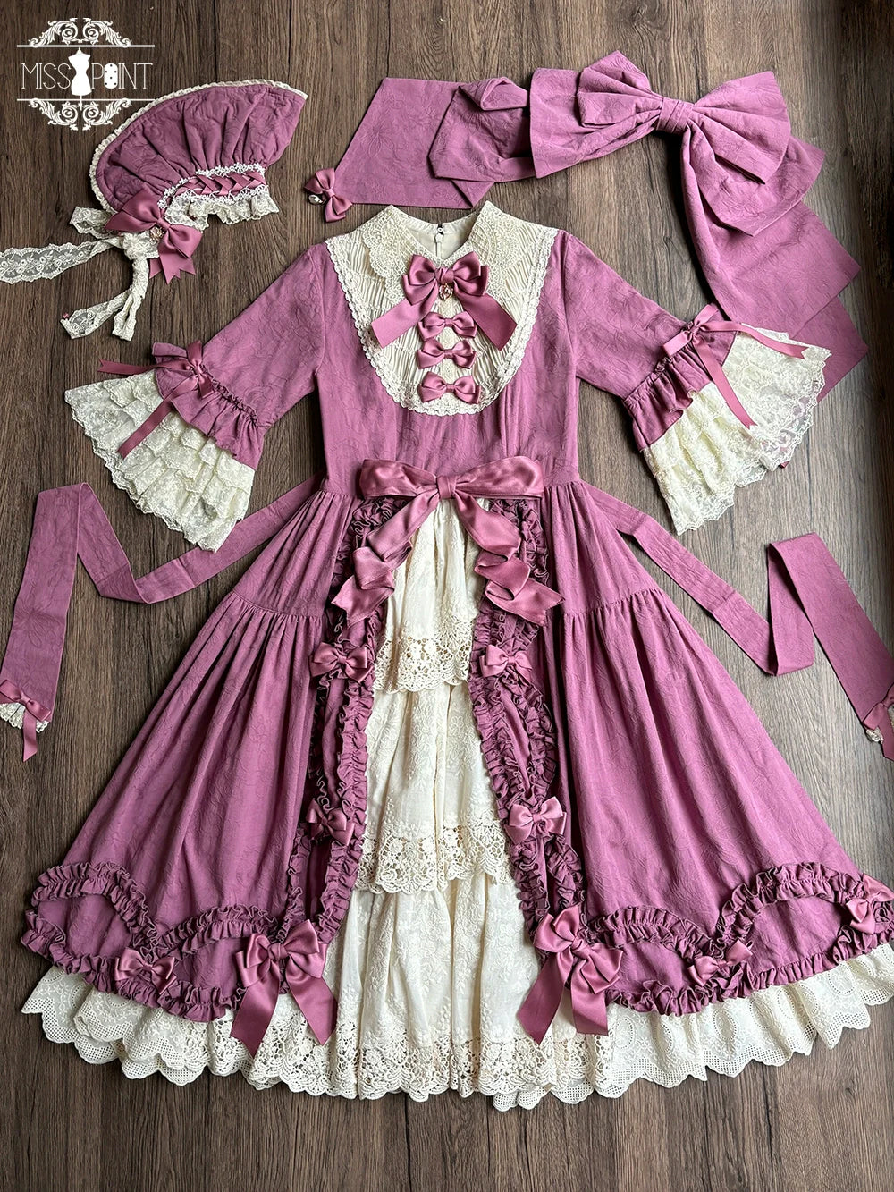 Miss Point - Lilyka Garden - Classic Lolita OP Dress Set Elegant Floral Wall Princess Sleeve