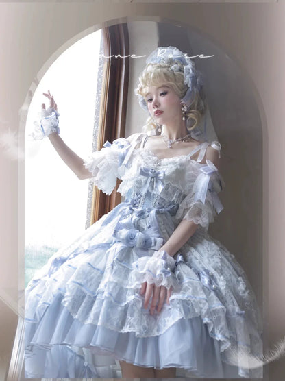 MieYe - Diana Rose - Bridal Lolita Dress Short Wedding OP with Accessories