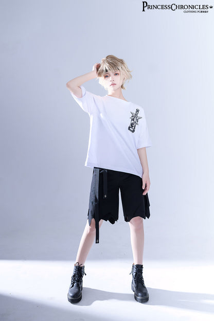 Princess Chronicles - Ouji Lolita Irregular Hem Black Shorts