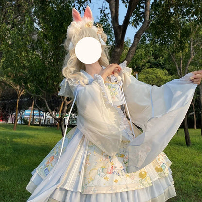 YingLuoFu - Laurel - Kawaii Han Lolita Jumper Dress Rabbit Print