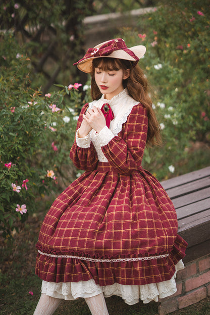 Miss Point - Rose Silhouette 3.0 - Plaid Vintage Classic Lolita OP