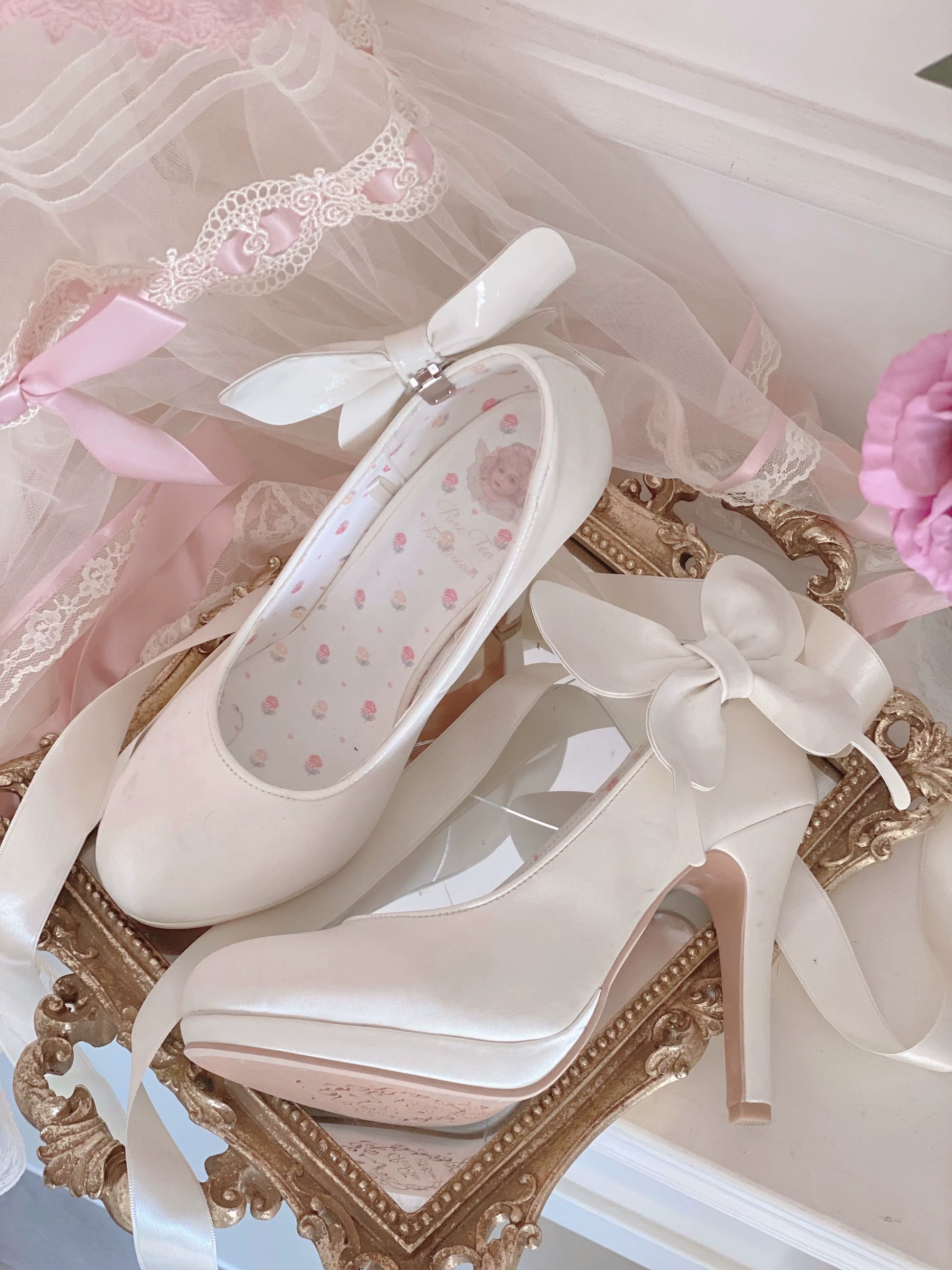 Pure Tea For Dream - Butterfly Specimen - Ballet Style Lolita Shoes Elegant Platform Lolita Heels