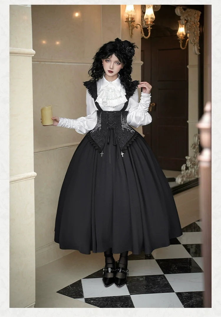 With PUJI - Thorny Night - Gothic Lolita Bust-supporting Skirt With Removable&Adjustable Strap