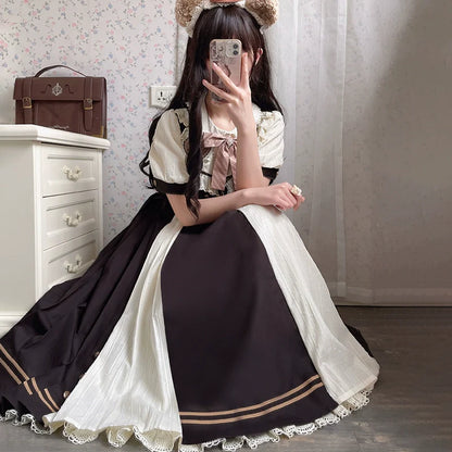 Letters from Unknown Star - Chocolate Workshop - Elegant Lolita OP Daily Short Sleeve Dress