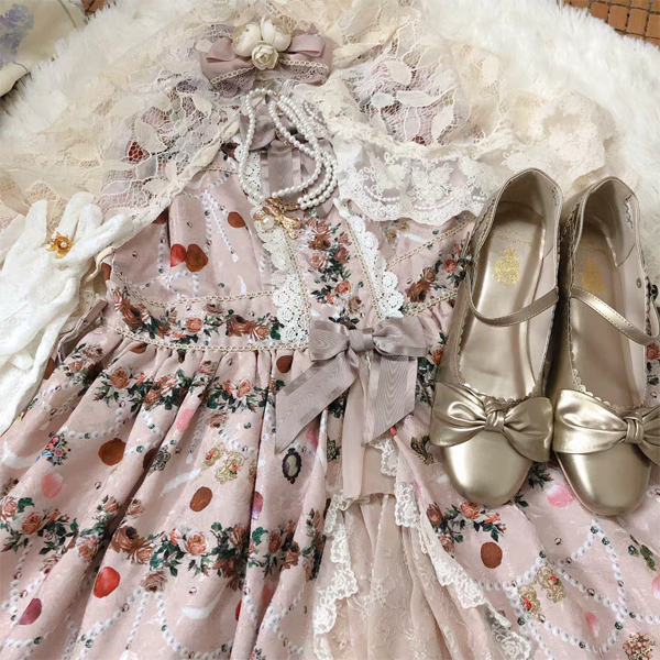 Rose of Sharon - Pearl Chain Lace Bow Lolita Kawaii Necklace