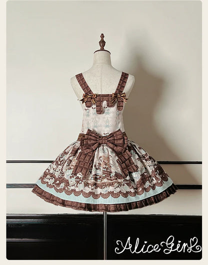Alice Girl - Bear Chocolate Bar - Kawaii Lolita JSK & Salopette Dress