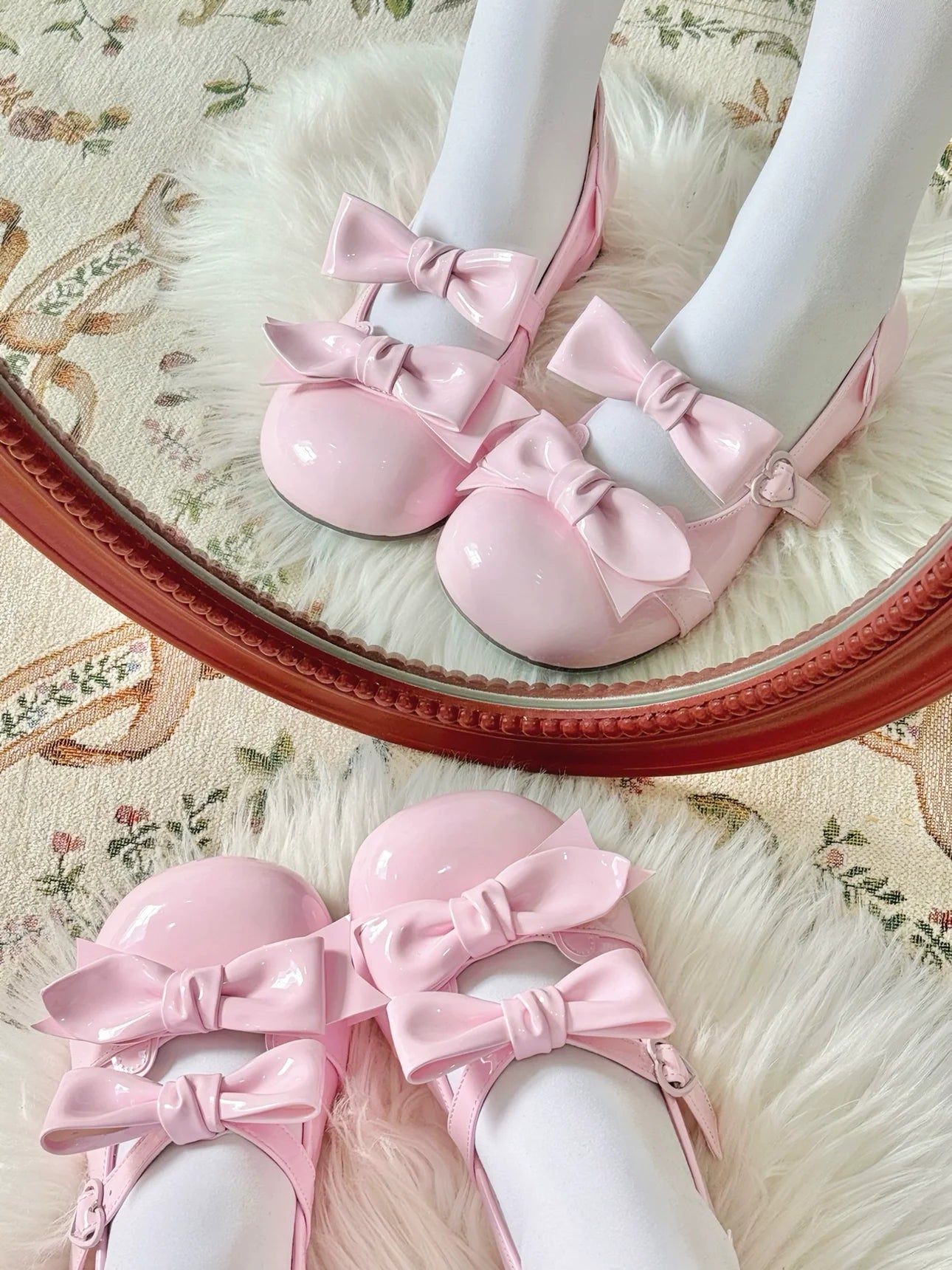 Beauty Bunny - Kawaii Lolita Shoes Low Heels Round Toe PU Shoes